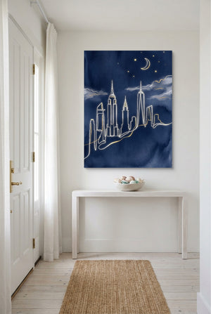 Skyline Golden Night — skyline golden night p small room with table 1port flush print