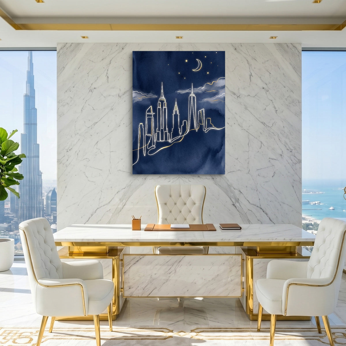 Skyline Golden Night — skyline golden night sq king lux 1port flush print