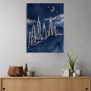 Skyline Golden Night — skyline golden night sq land cactus wall 1port flush print