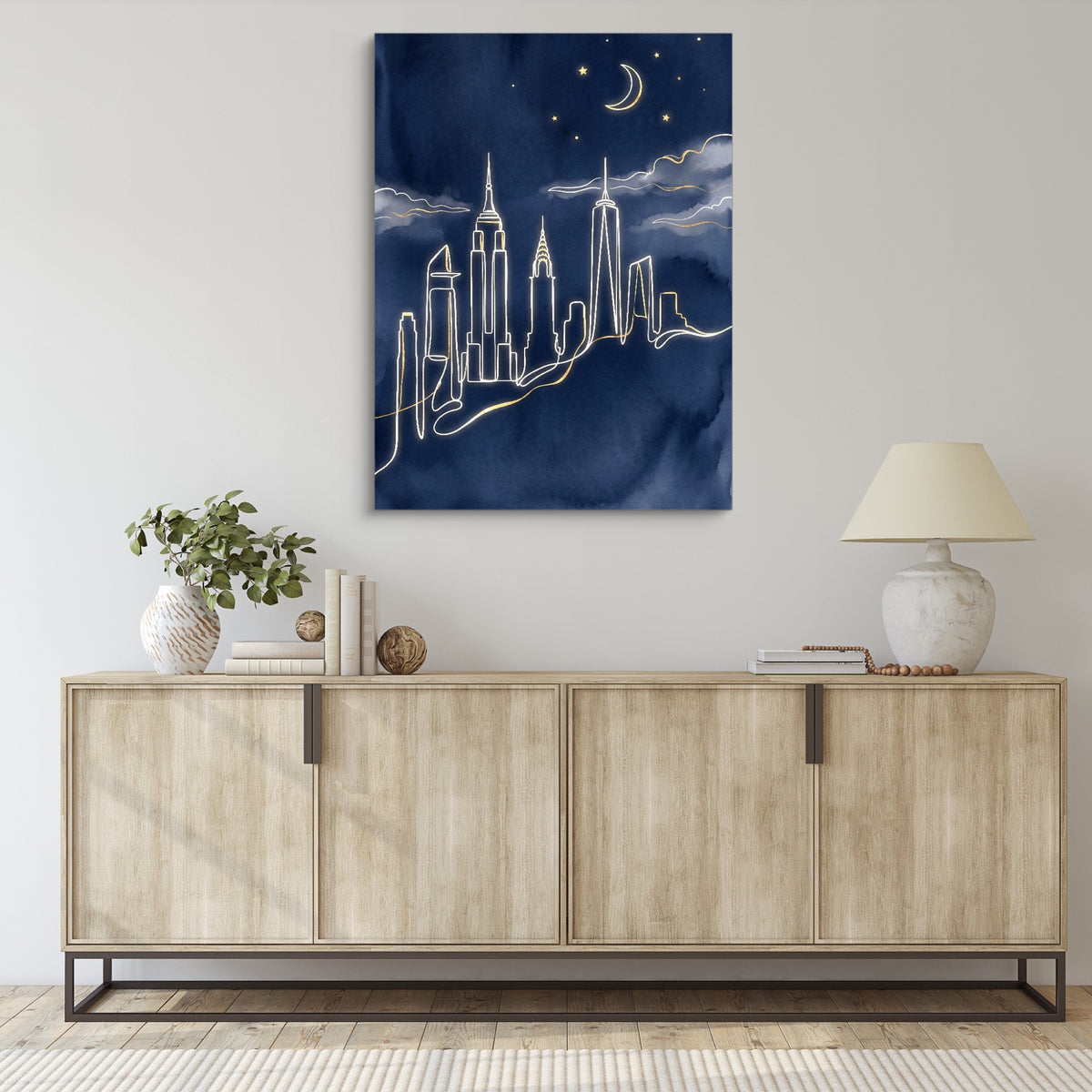 Skyline Golden Night — skyline golden night sq living room desk 1port flush print