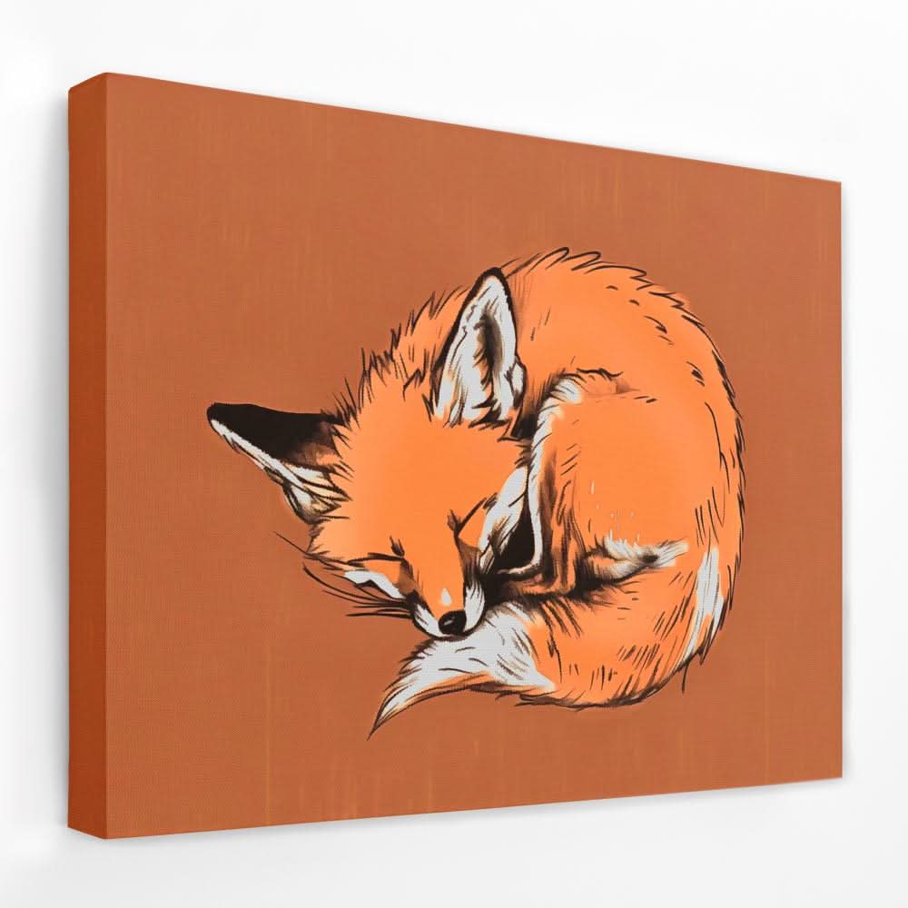 Sleeping Fox - Animals Canvas Wall Art