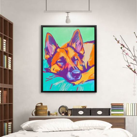 Sleeping German Shepherd - Luxury Wall Art