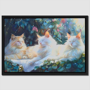 Sleeping White Cats - Luxury Wall Art