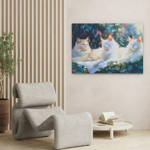 Sleeping White Cats - Luxury Wall Art