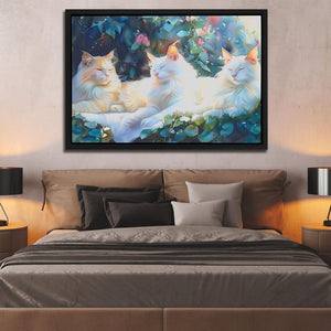 Sleeping White Cats - Luxury Wall Art