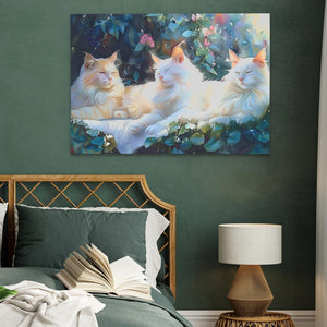 Sleeping White Cats - Luxury Wall Art