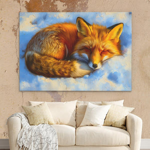 Sleepy Snow Fox - Luxury Wall Art