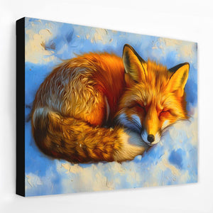 Sleepy Snow Fox - Luxury Wall Art