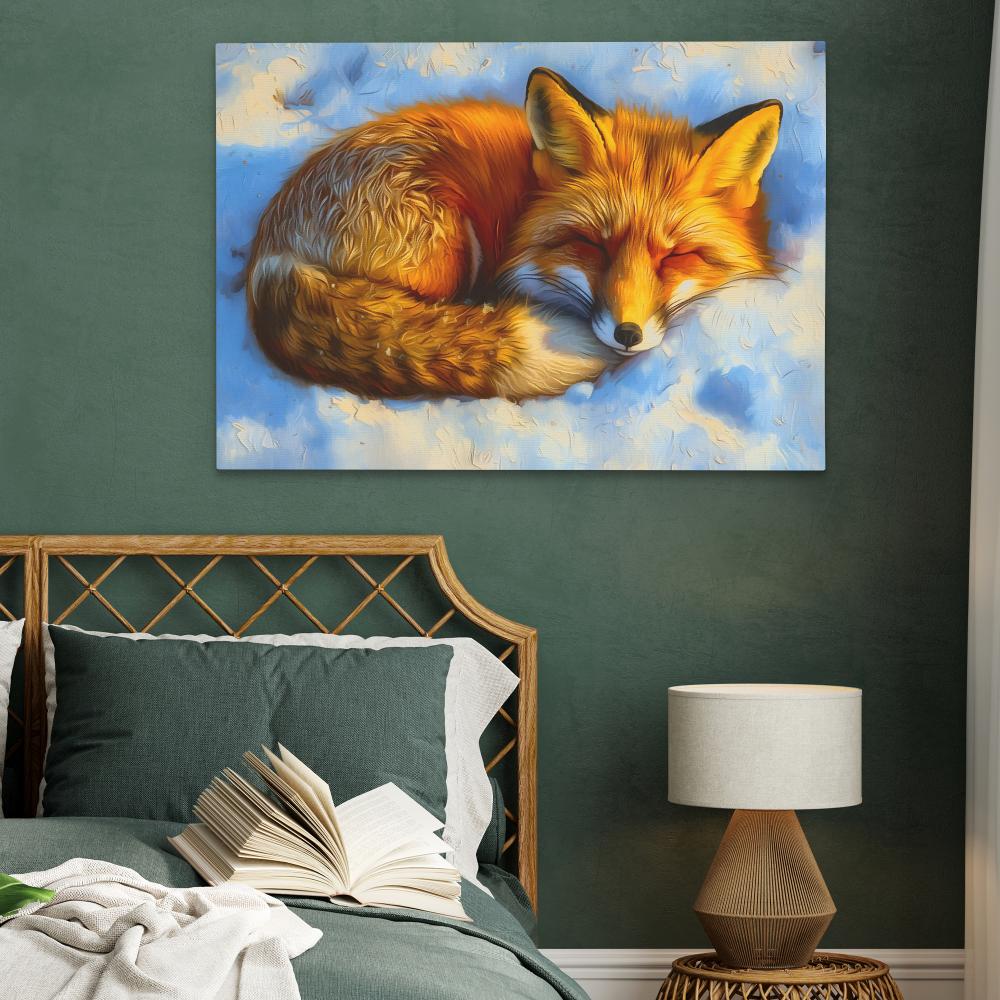 Sleepy Snow Fox - Luxury Wall Art