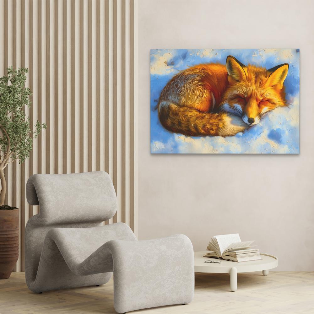 Sleepy Snow Fox - Luxury Wall Art