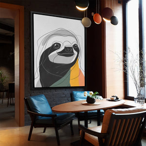 Sloth Ink Smile canvas wall art, room view
