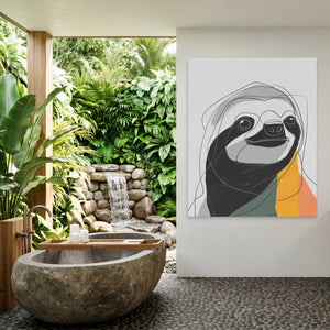 Sloth Ink Smile canvas wall art, room view