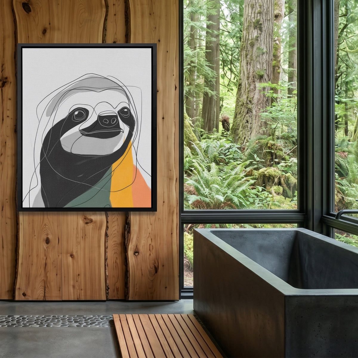 Sloth Ink Smile canvas wall art, room view