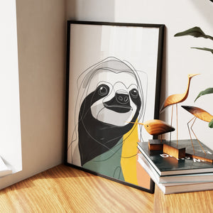 Sloth Ink Smile canvas wall art, room view