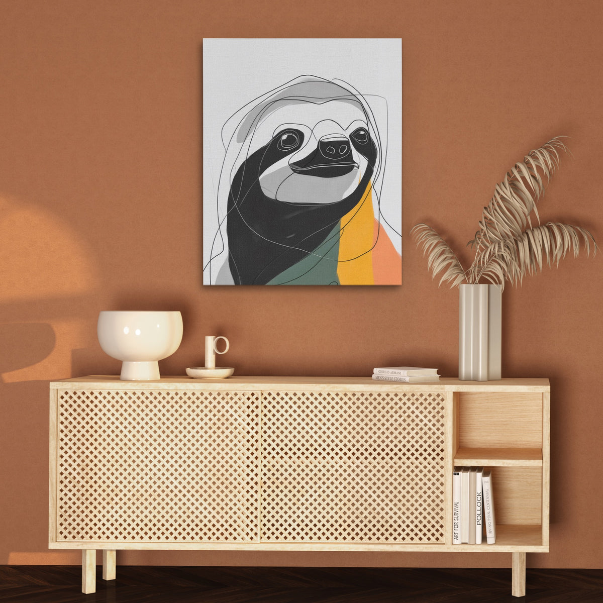 Sloth Ink Smile — Sloth Ink Smile Brown Wall 75