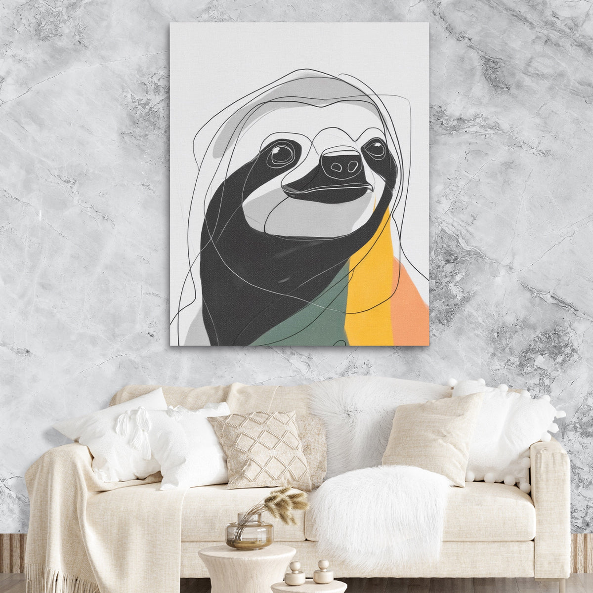 Sloth Ink Smile — Sloth Ink Smile Lux Couch Marble Walls 200