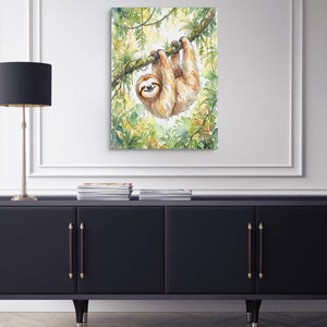 Sloth Watercolor — sloth watercolor sq blue cabinet 1port flush print