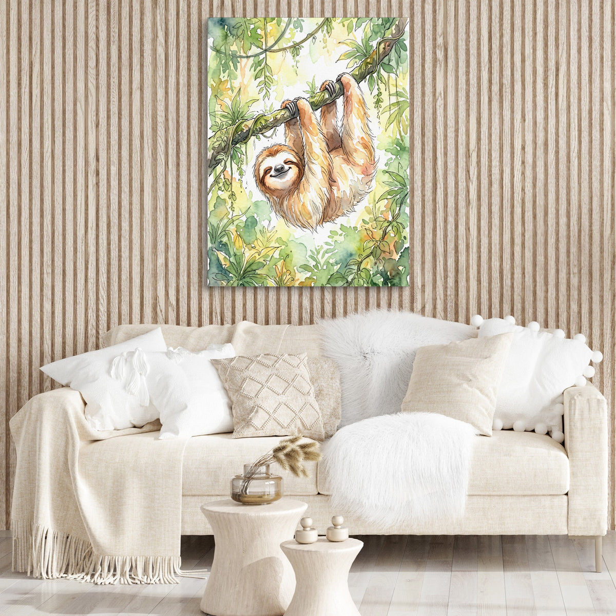 Sloth Watercolor — sloth watercolor sq boujie couch 1port flush print
