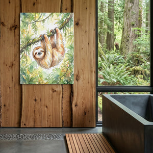 Sloth Watercolor — sloth watercolor sq outdoor bathroom log 1port flush print