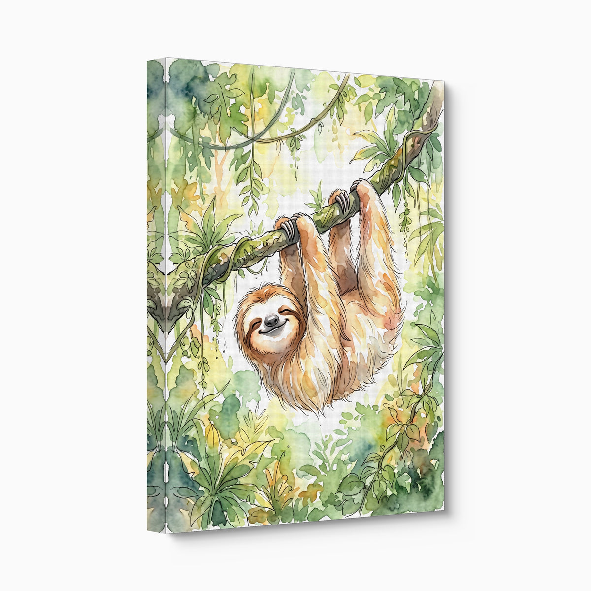 Sloth Watercolor — sloth watercolor angled flush print