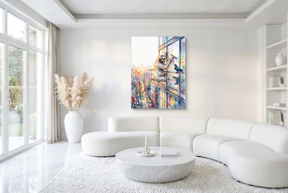 Sloth Window Washer — sloth window washer white room with furniture 1port flush print