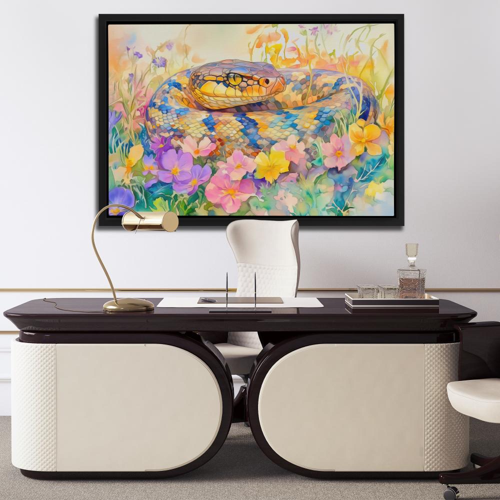 Snake in Flowers - Luxury Wall Art
