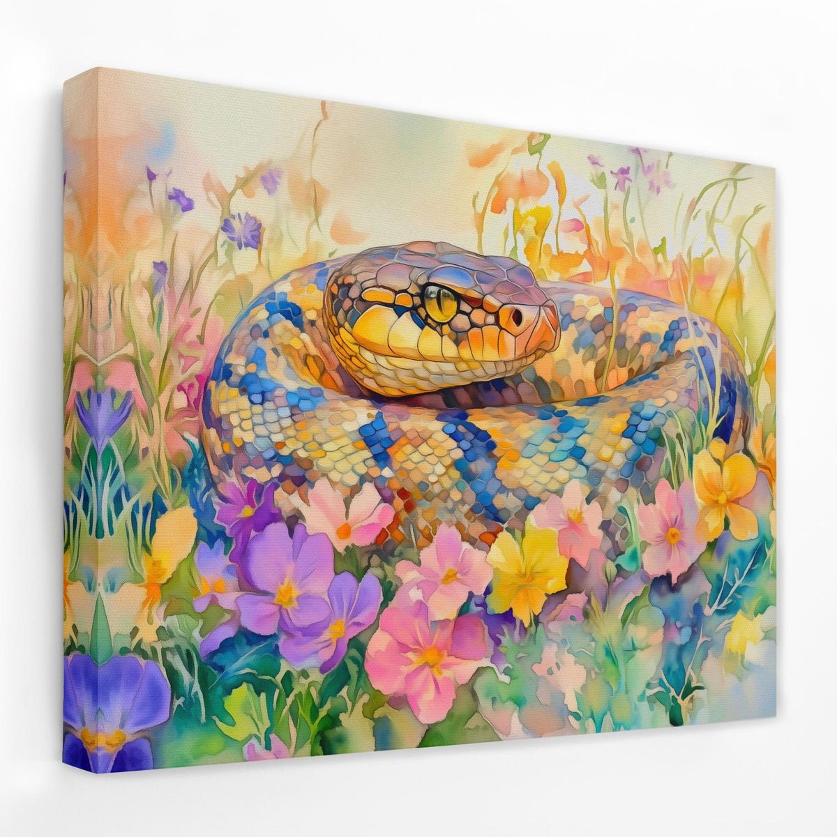 Snake in Flowers - Luxury Wall Art