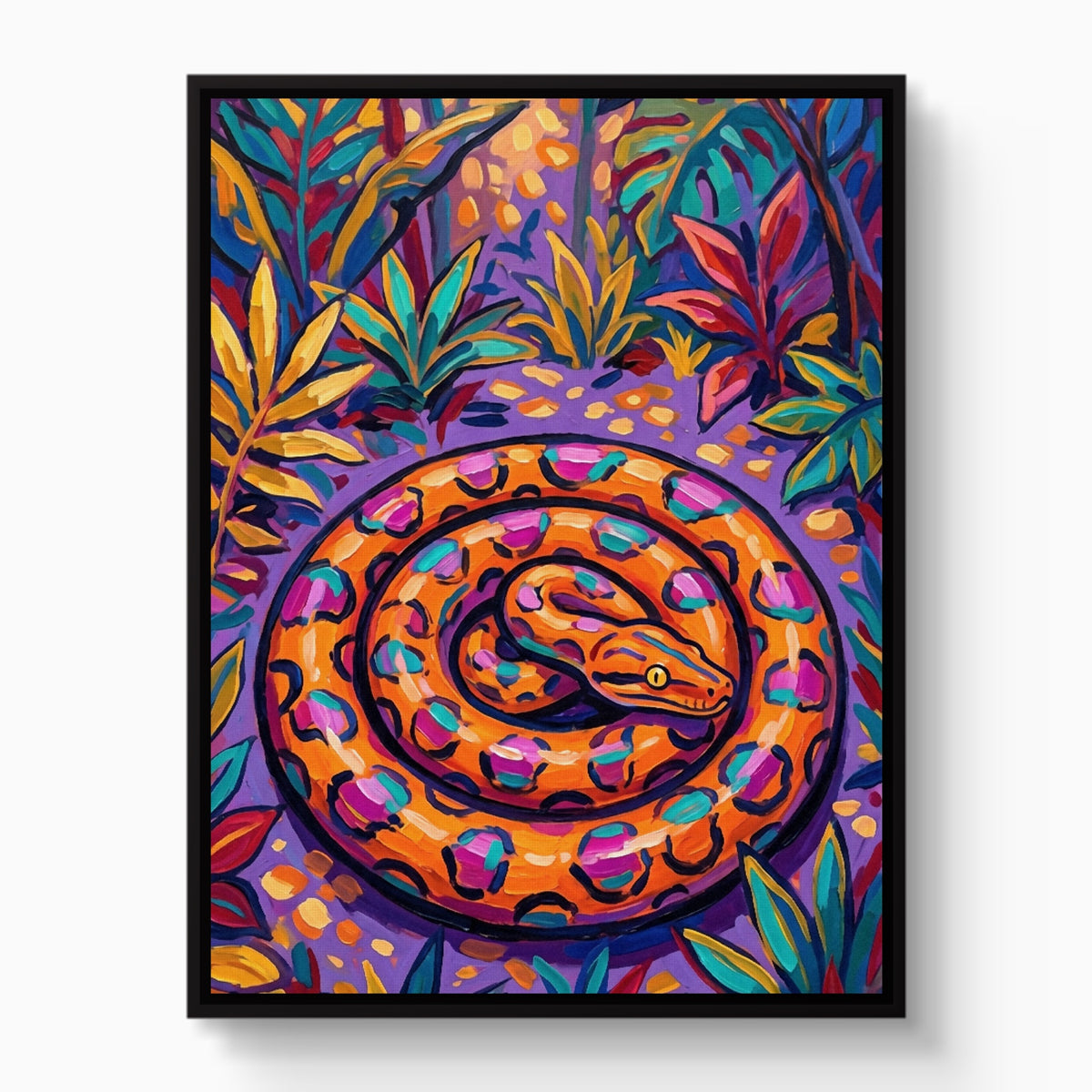 Snake Tropical Hues — snake tropical hues white studio framed black