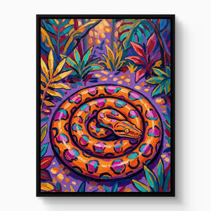 Snake Tropical Hues — snake tropical hues white studio framed black