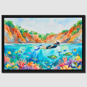 Snorkeler Coral Reef — Snorkeler Coral Reef Close Up Landscape 80