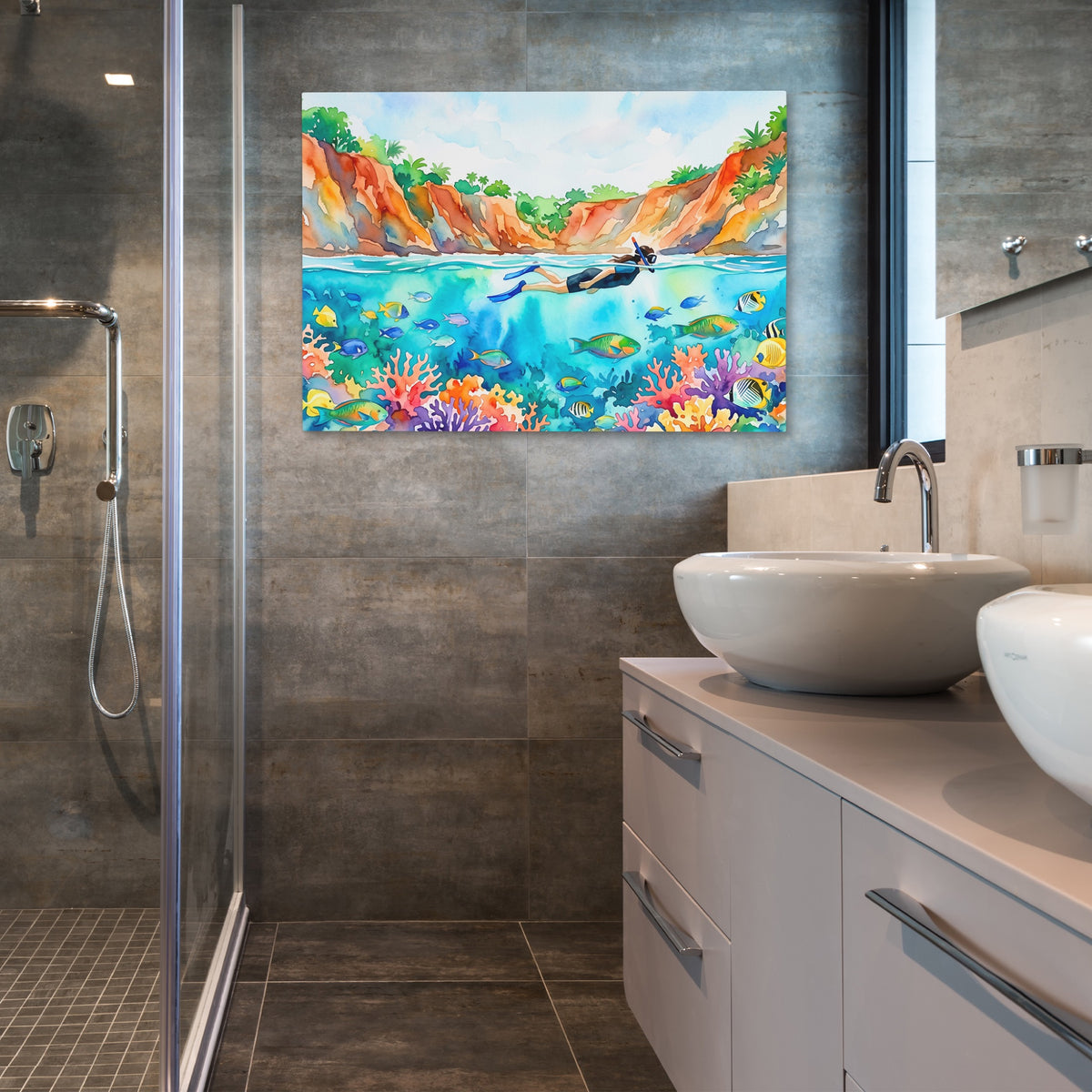 Snorkeler Coral Reef — Snorkeler Coral Reef BathRoom 17