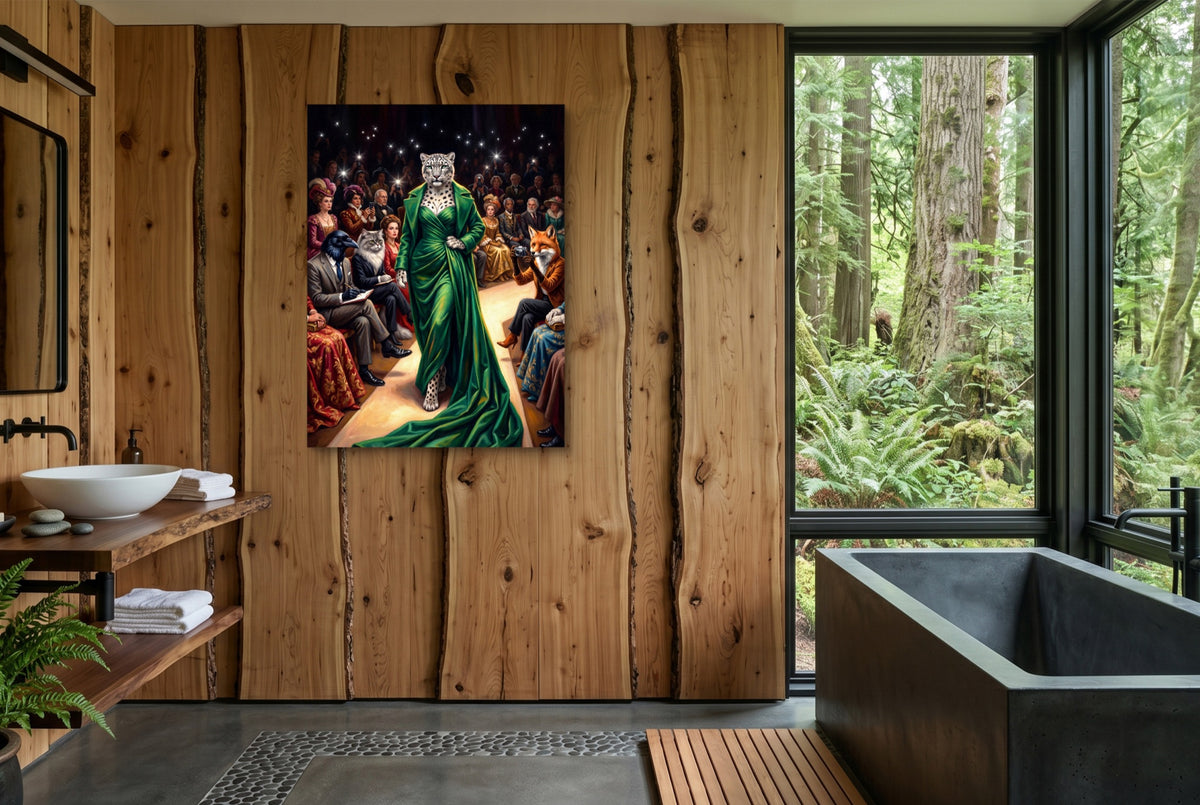 Snow Leopard Runway — snow leopard runway wooden bathroom with window 1port flush print