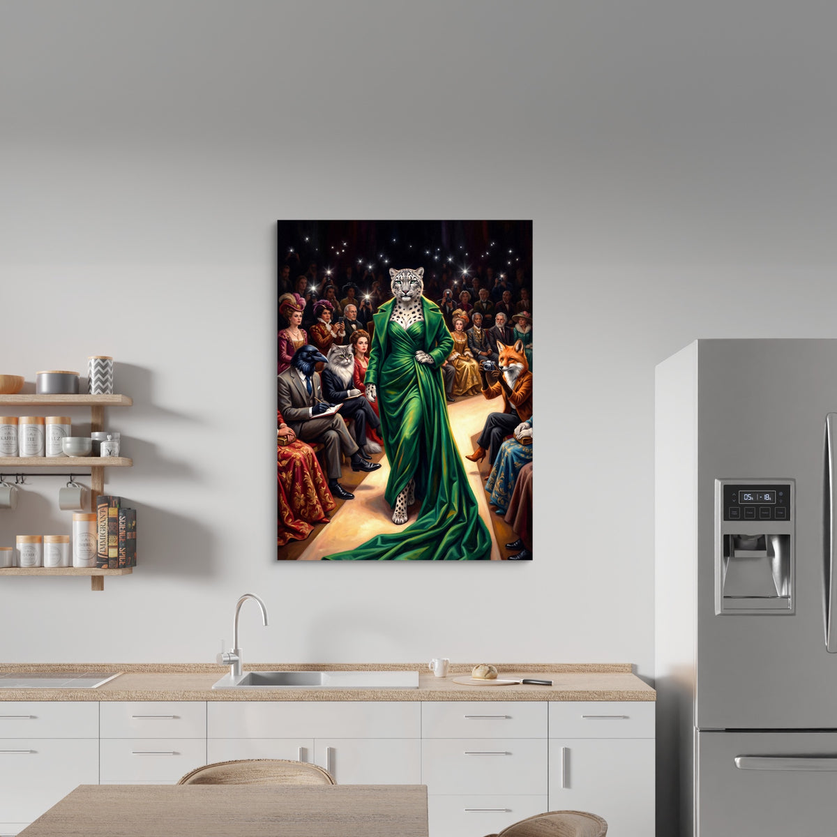 Snow Leopard Runway — snow leopard runway sq kitchen wall 1port flush print