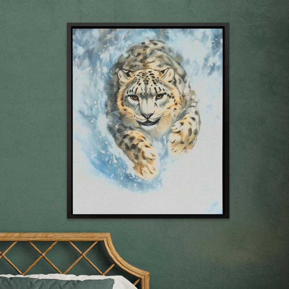 Snow Leopard’s Charge - Luxury Wall Art