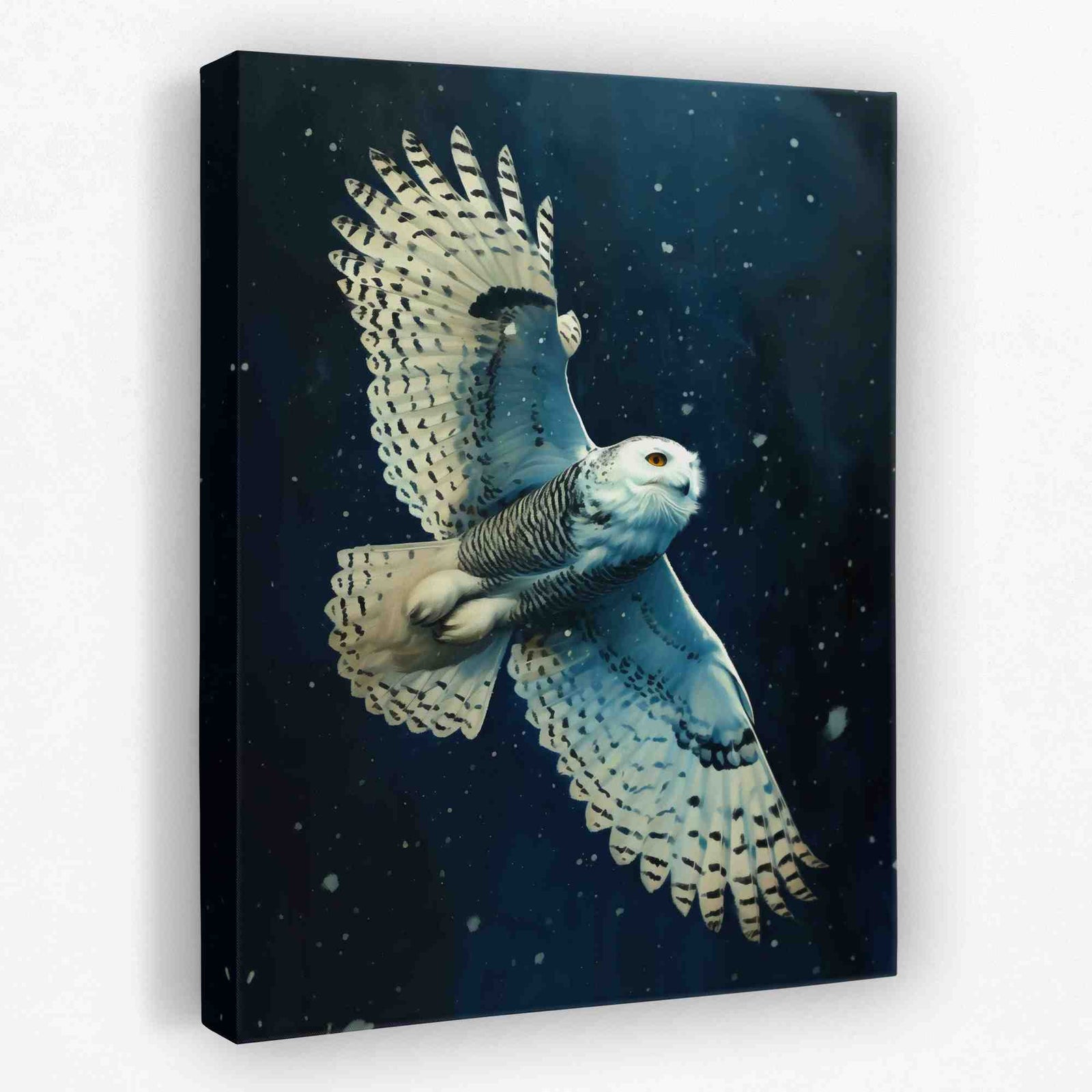Snow Owl in Flight - Animals Canvas Wall Art