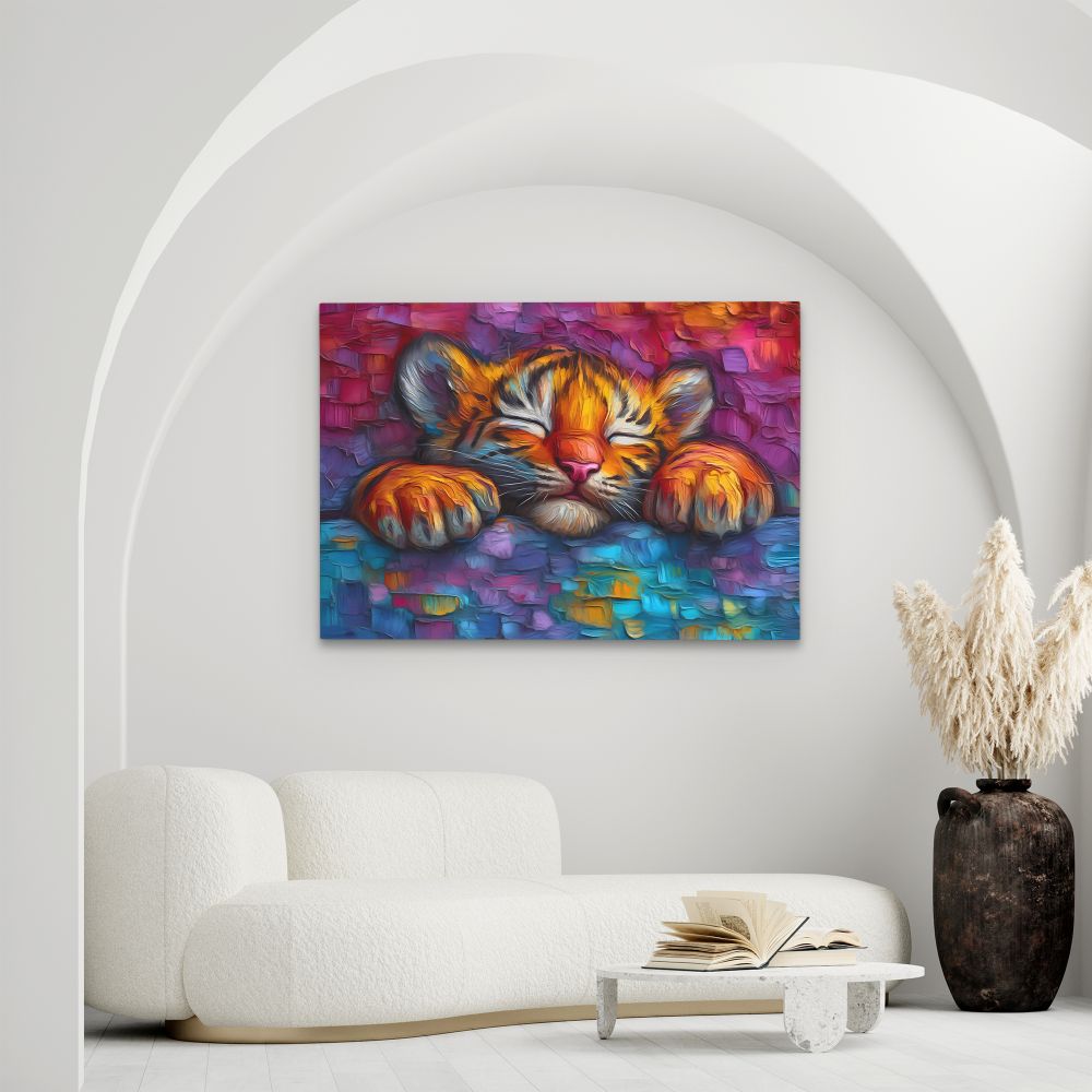 Snuggling Tiger Cub - Luxury Wall Art