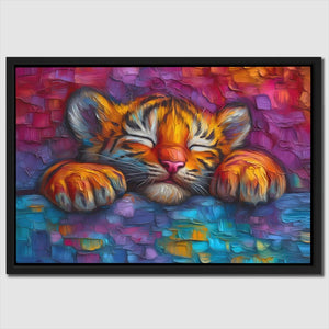 Snuggling Tiger Cub - Luxury Wall Art