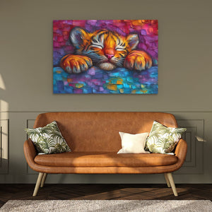 Snuggling Tiger Cub - Luxury Wall Art