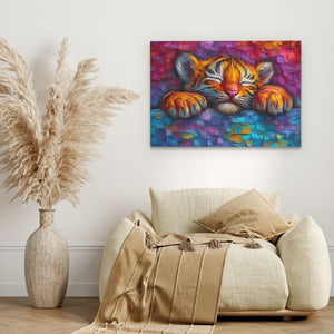 Snuggling Tiger Cub - Luxury Wall Art