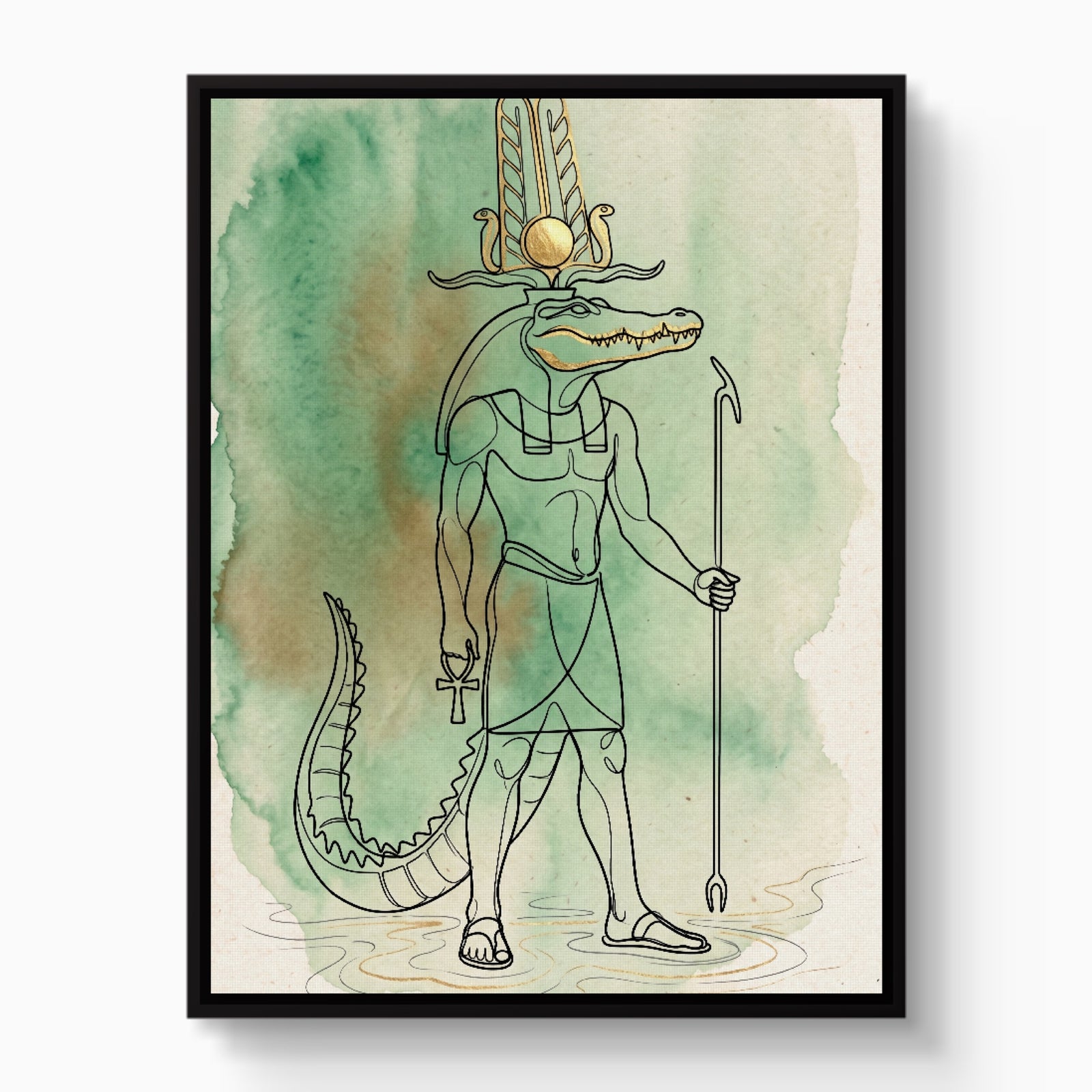 Sobek Divine Guardian — sobek divine guardian white studio framed black