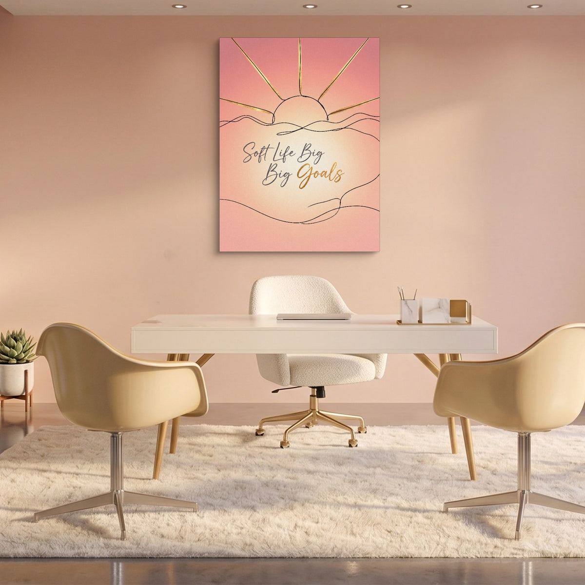 Soft Golden Sunrise — soft golden sunrise sq pink office 1port flush print