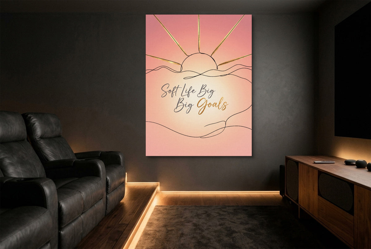 Soft Golden Sunrise — soft golden sunrise home theater room interior 1port flush print
