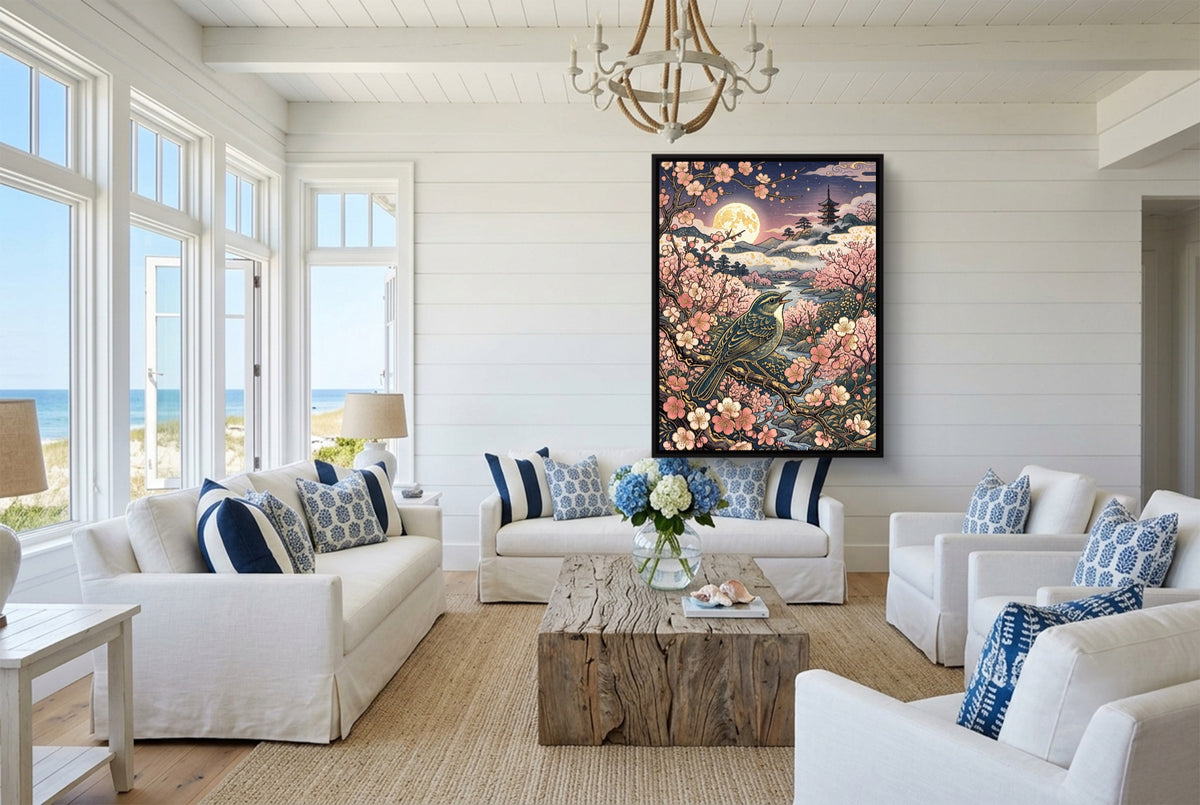 Songbird Sakura Moon — songbird sakura moon living room with furniture 2 1port framed black