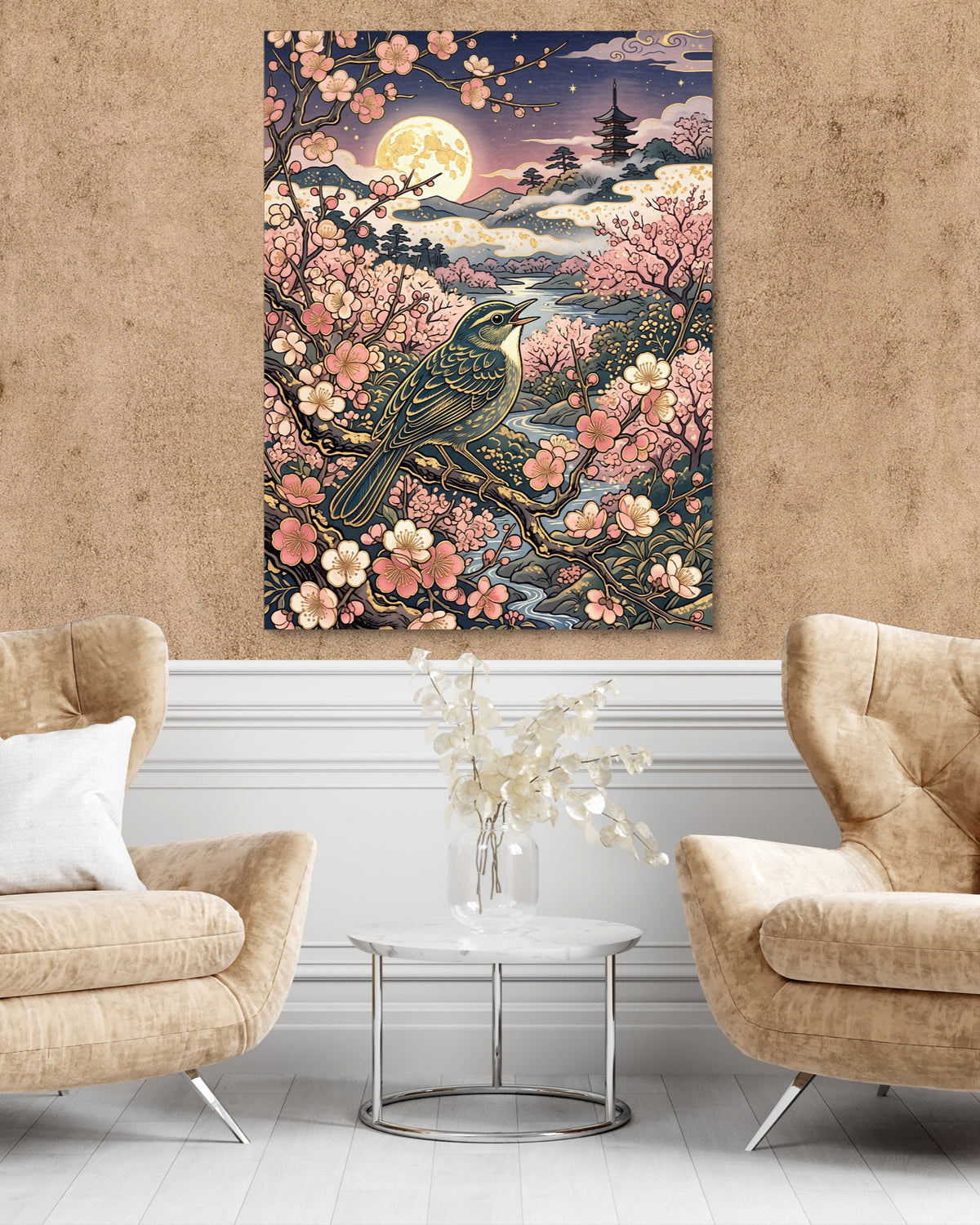 Songbird Sakura Moon — songbird sakura moon psd clay wall tan chairs 1port flush print