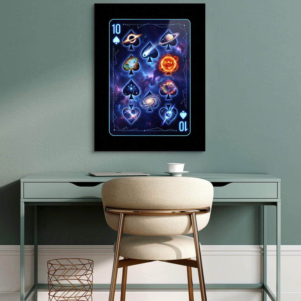 Space 10 Spades Card — space 10 spades card sq green desk 1port flush print