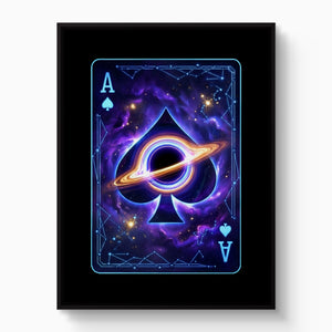 Space Ace Spades Card — space ace spades card white studio framed black