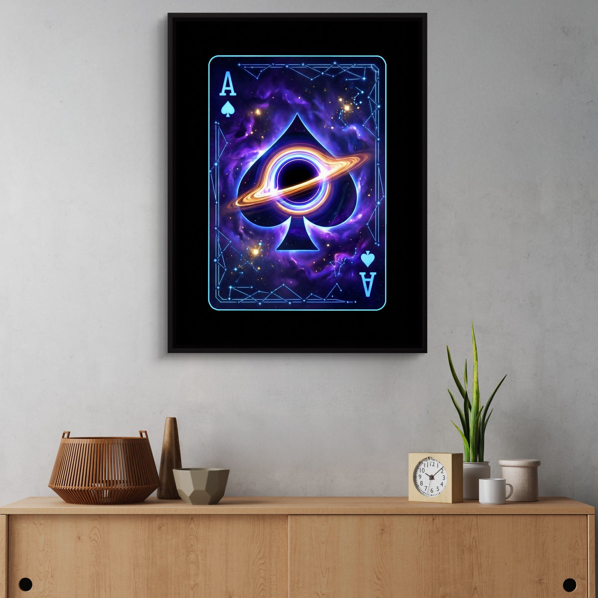 Space Ace Spades Card — space ace spades card sq land cactus wall 1port framed black
