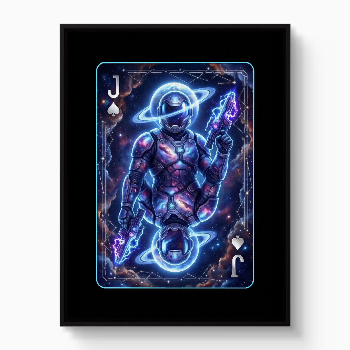Space Jack Spades Card — space jack spades card white studio framed black
