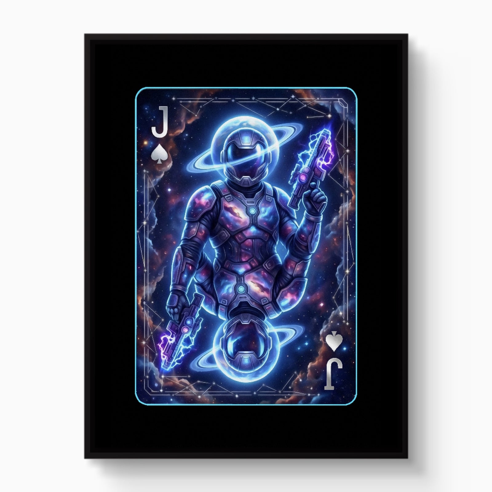 Space Jack Spades Card — space jack spades card white studio framed black