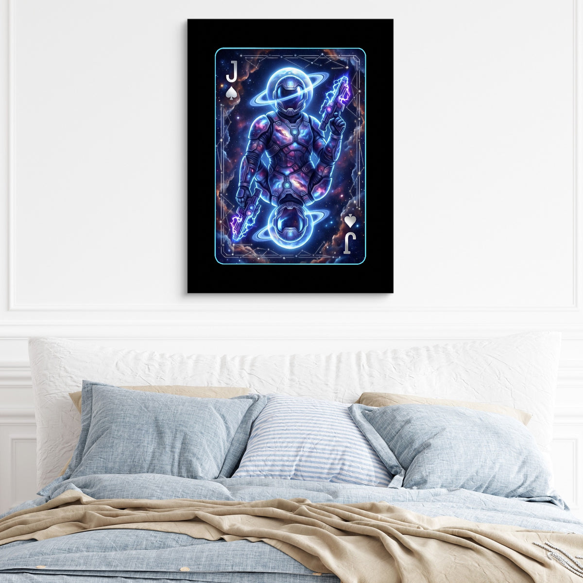 Space Jack Spades Card — space jack spades card sq light blue bed 1port flush print